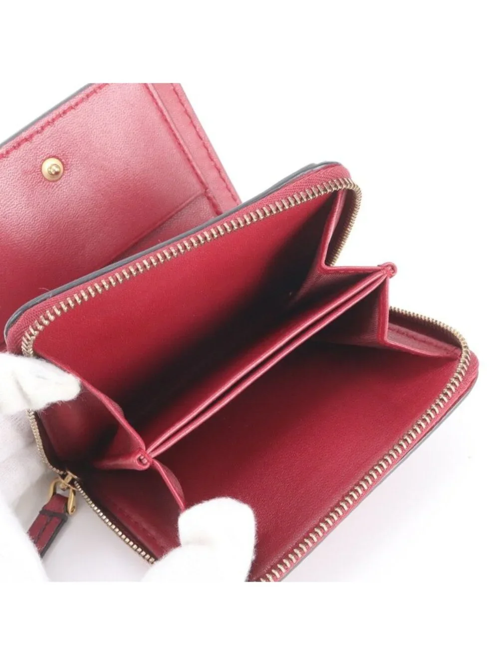 Dior Bee Leather Bifold Wallet Zip Around